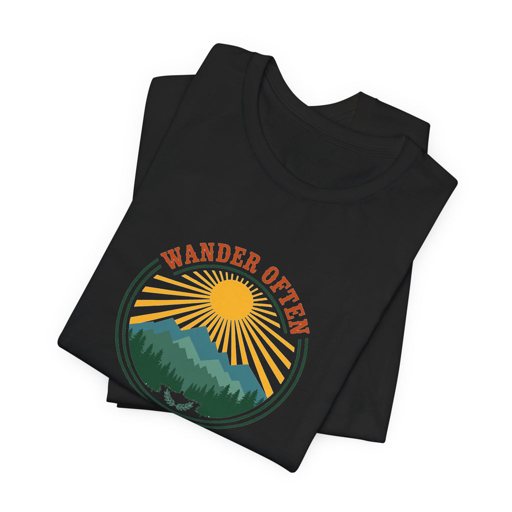 Retro wanderlust badge graphic on a Wander Wild Co vintage classic tee