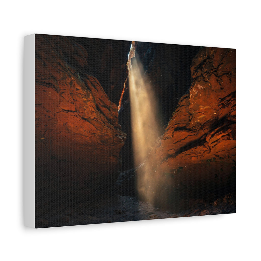 Slot Canyon Light Canvas Print — Red Rock Canyon Sunbeam Wall Art