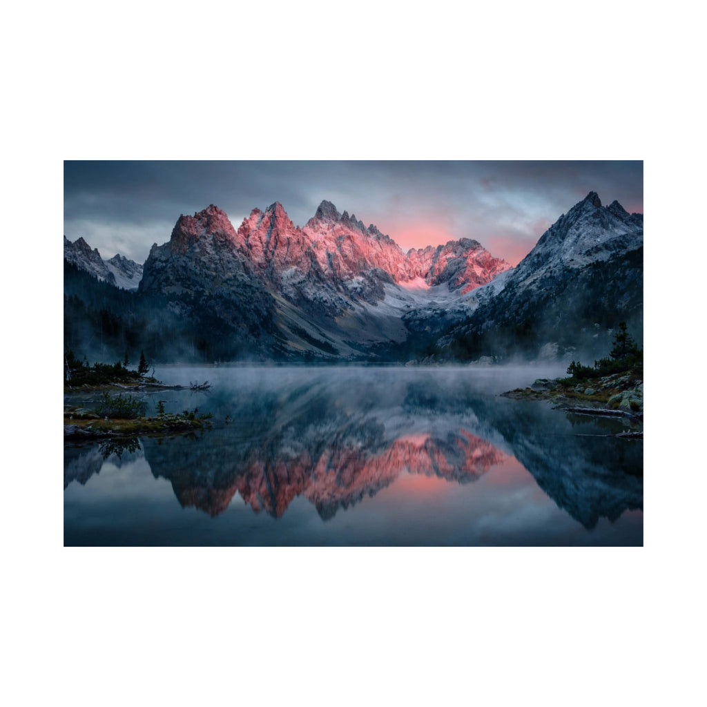 Alpine Dawn Art Print — Alpenglow Mountain Lake Poster