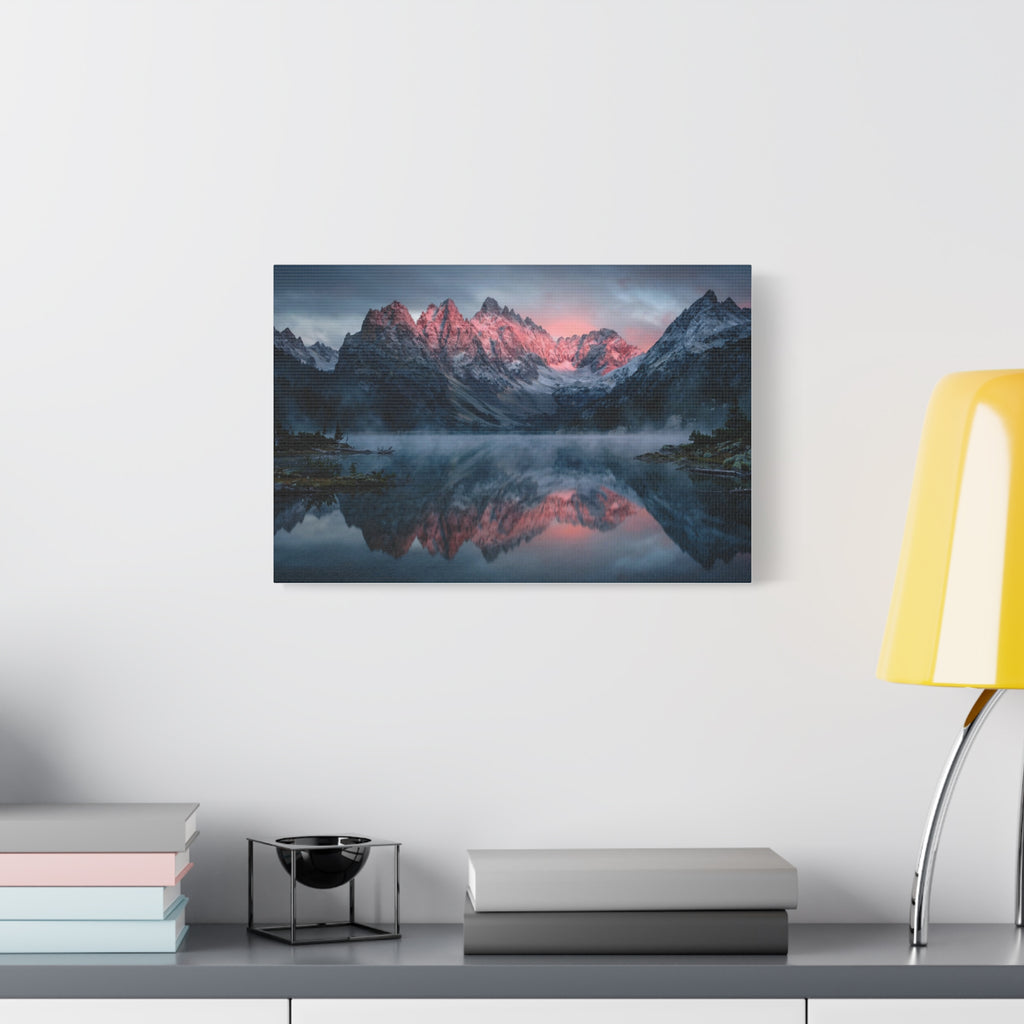 Alpine Dawn Canvas Print — Mountain Sunrise Lake Landscape Wall Art