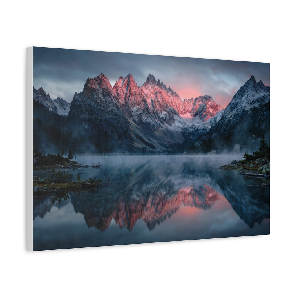 Alpine Dawn Canvas Print — Mountain Sunrise Lake Landscape Wall Art