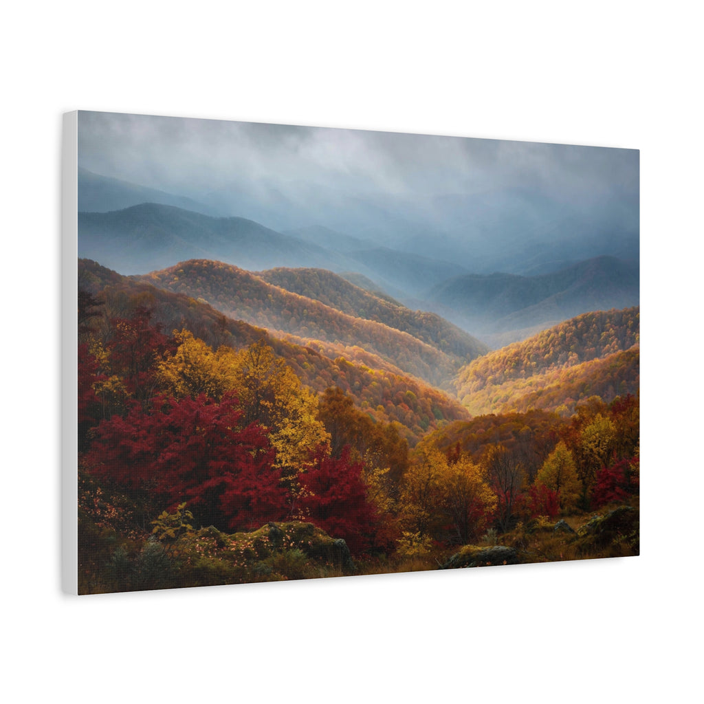 Autumn Ridge Canvas Print — Fall Foliage Mountain Landscape Wall Art