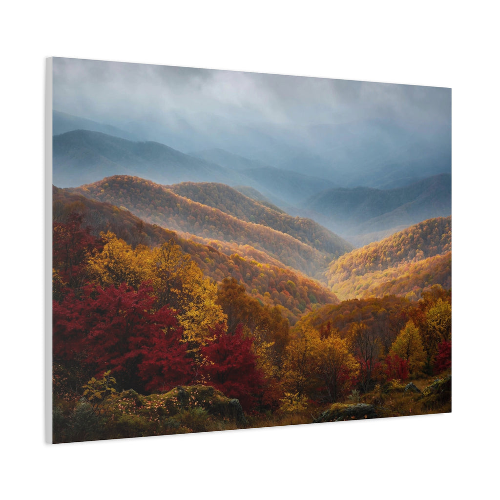 Autumn Ridge Canvas Print — Fall Foliage Mountain Landscape Wall Art