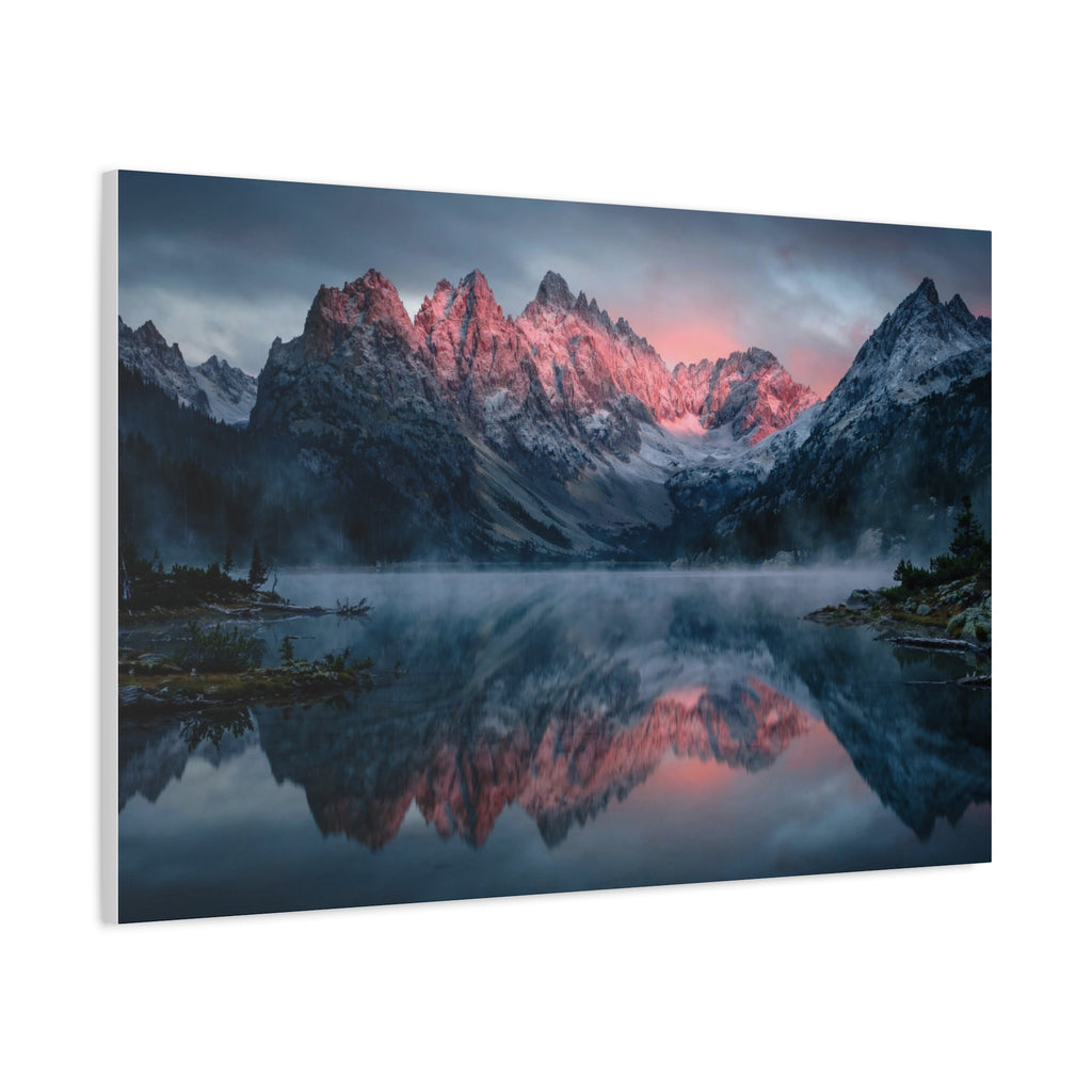 Alpine Dawn Canvas Print — Mountain Sunrise Lake Landscape Wall Art