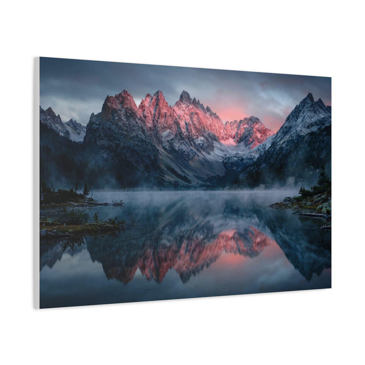 Alpine Dawn Canvas Print — Mountain Sunrise Lake Landscape Wall Art