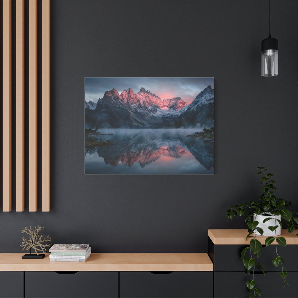 Alpine Dawn Canvas Print — Mountain Sunrise Lake Landscape Wall Art