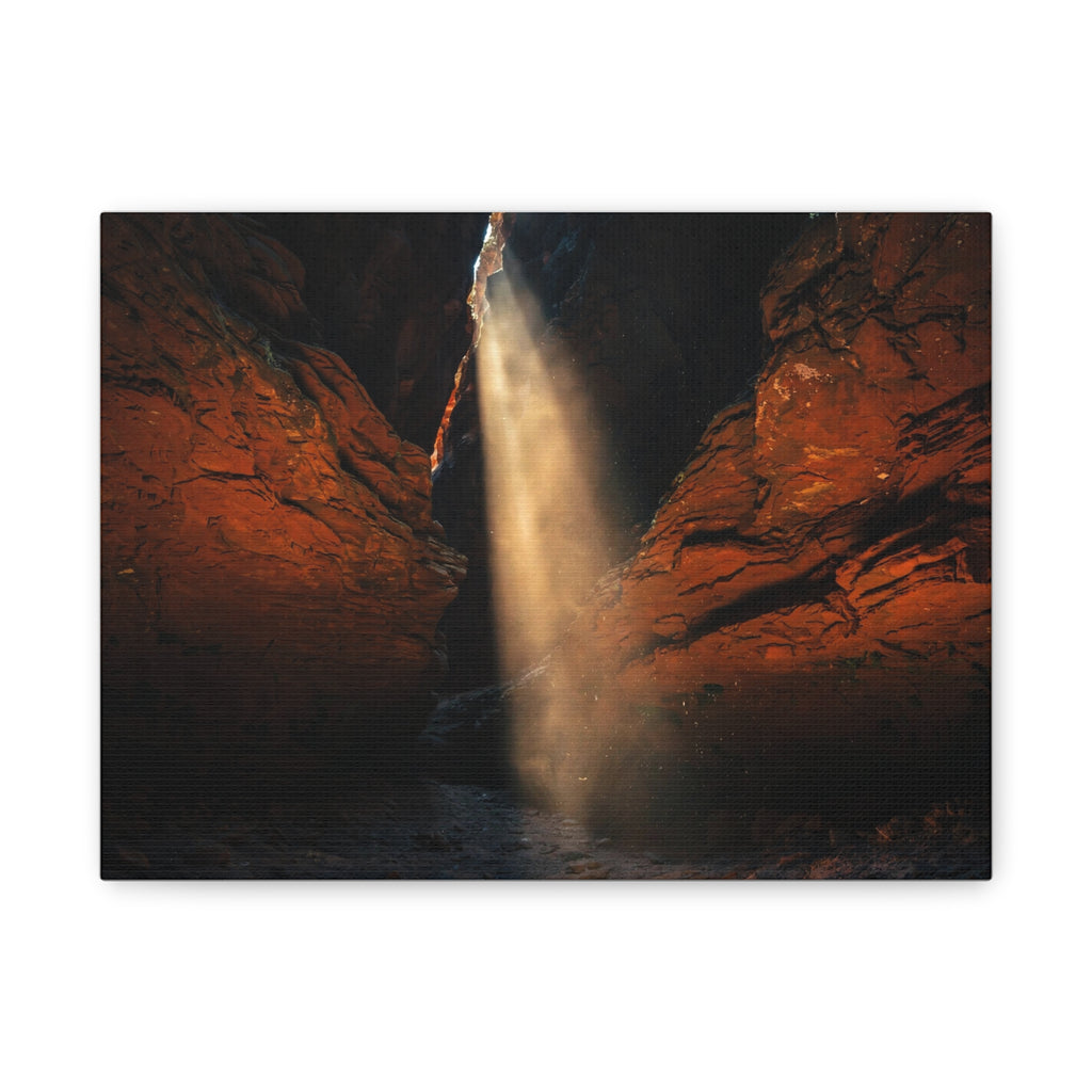 Slot Canyon Light Canvas Print — Red Rock Canyon Sunbeam Wall Art