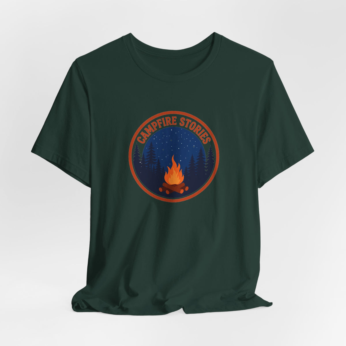 Vintage campfire scene graphic on a Wander Wild Co classic tee