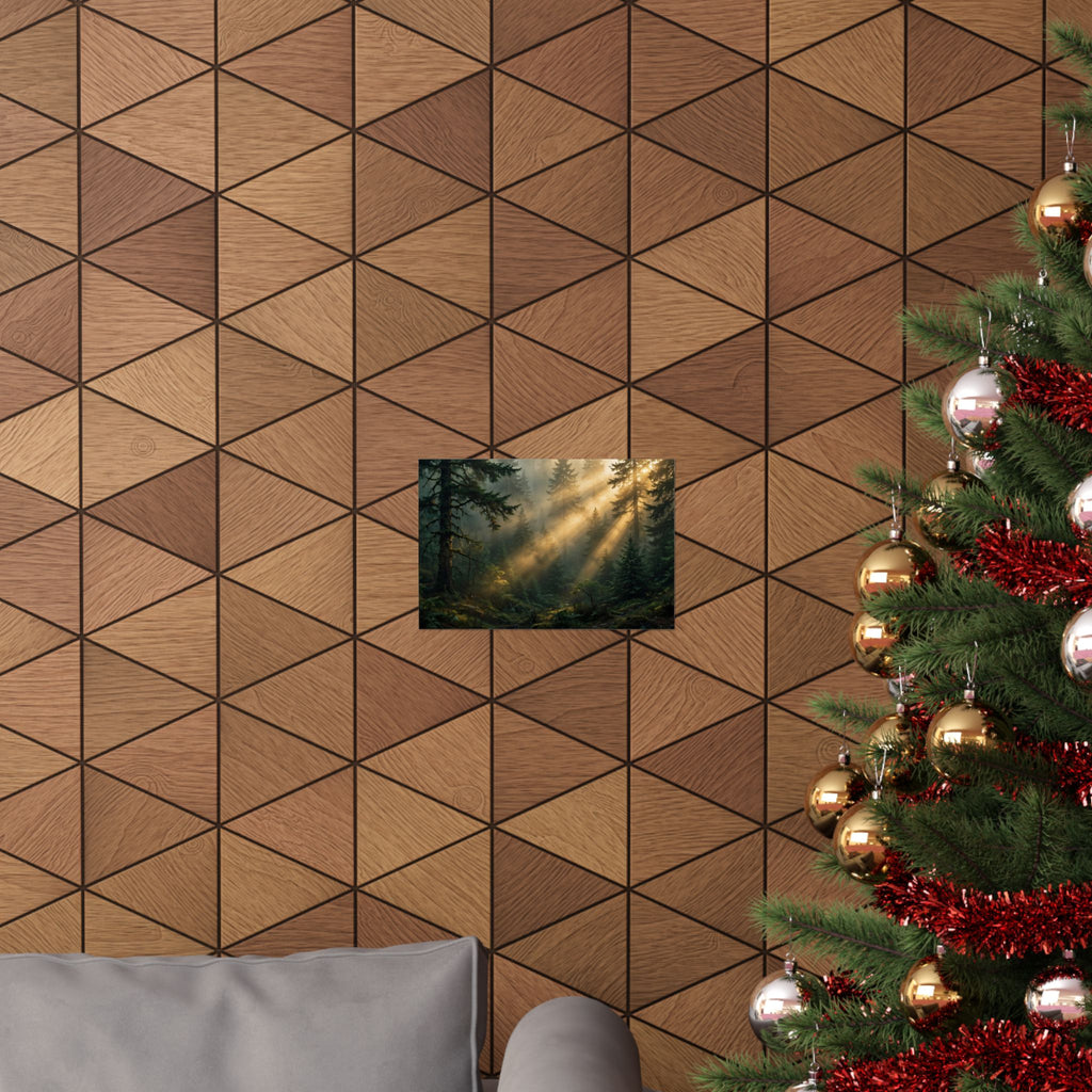 Sunbeams Through Pines Art Print — Forest Light Rays Poster