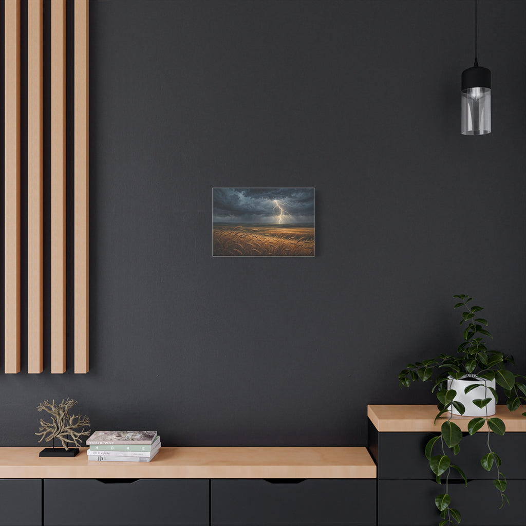 Storm Over the Plains Canvas Print — Lightning Storm Landscape Wall Art