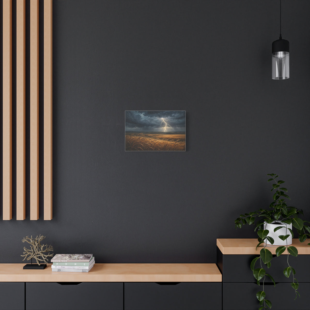 Storm Over the Plains Canvas Print — Lightning Storm Landscape Wall Art