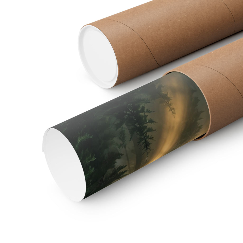 Sunbeams Through Pines Art Print — Forest Light Rays Poster