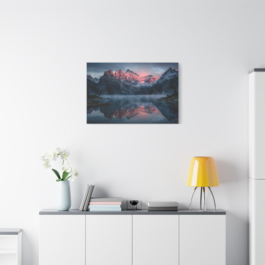 Alpine Dawn Canvas Print — Mountain Sunrise Lake Landscape Wall Art