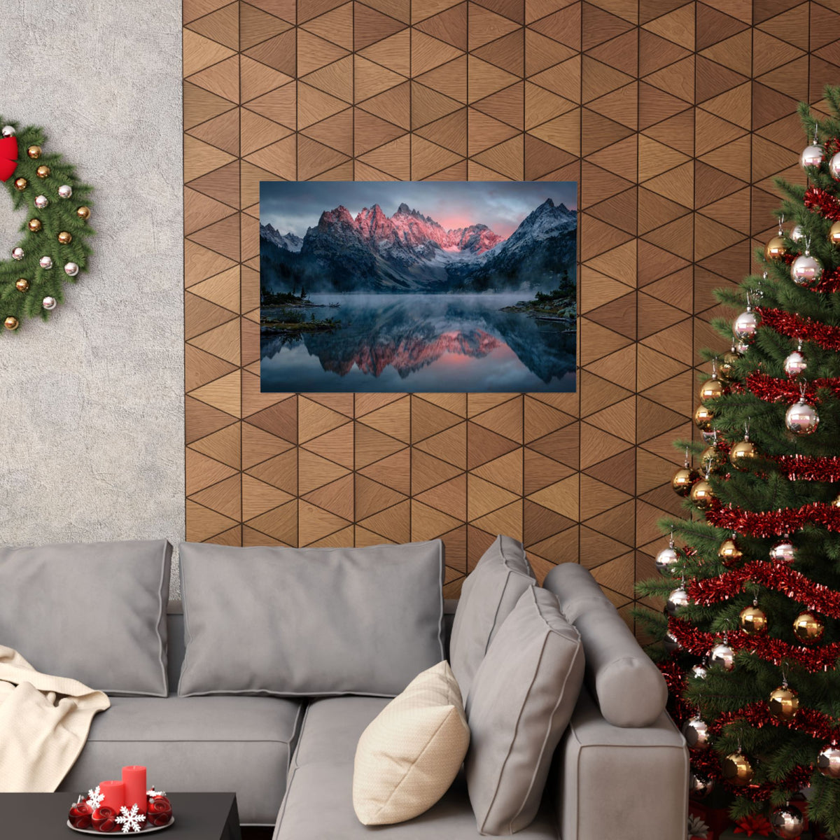 Alpine Dawn Art Print — Alpenglow Mountain Lake Poster