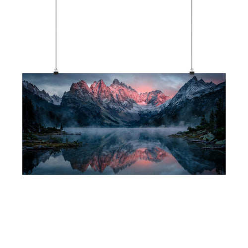 Alpine Dawn Art Print — Alpenglow Mountain Lake Poster
