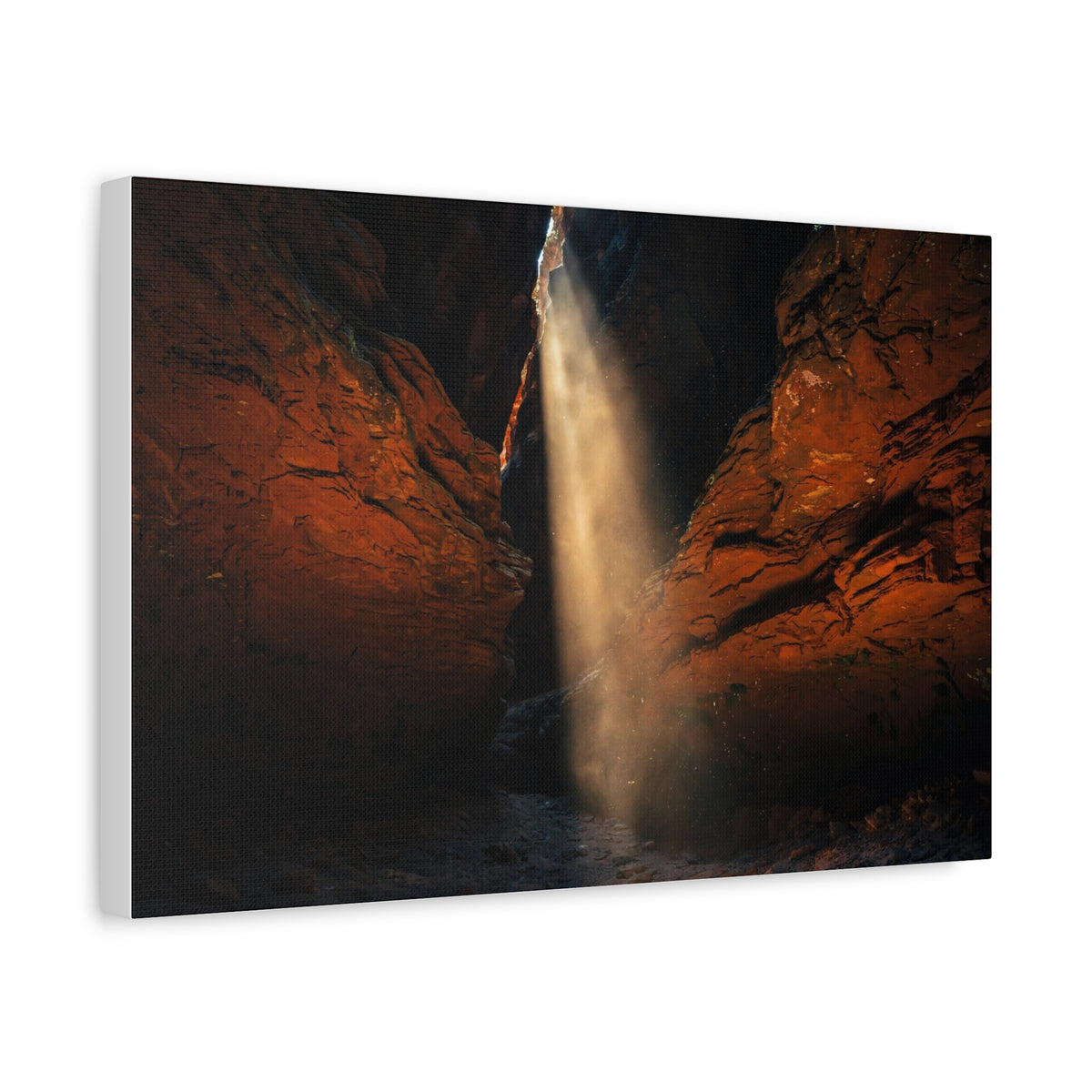 Slot Canyon Light Canvas Print — Red Rock Canyon Sunbeam Wall Art