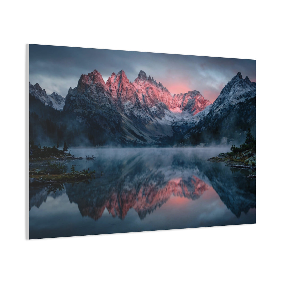 Alpine Dawn Canvas Print — Mountain Sunrise Lake Landscape Wall Art