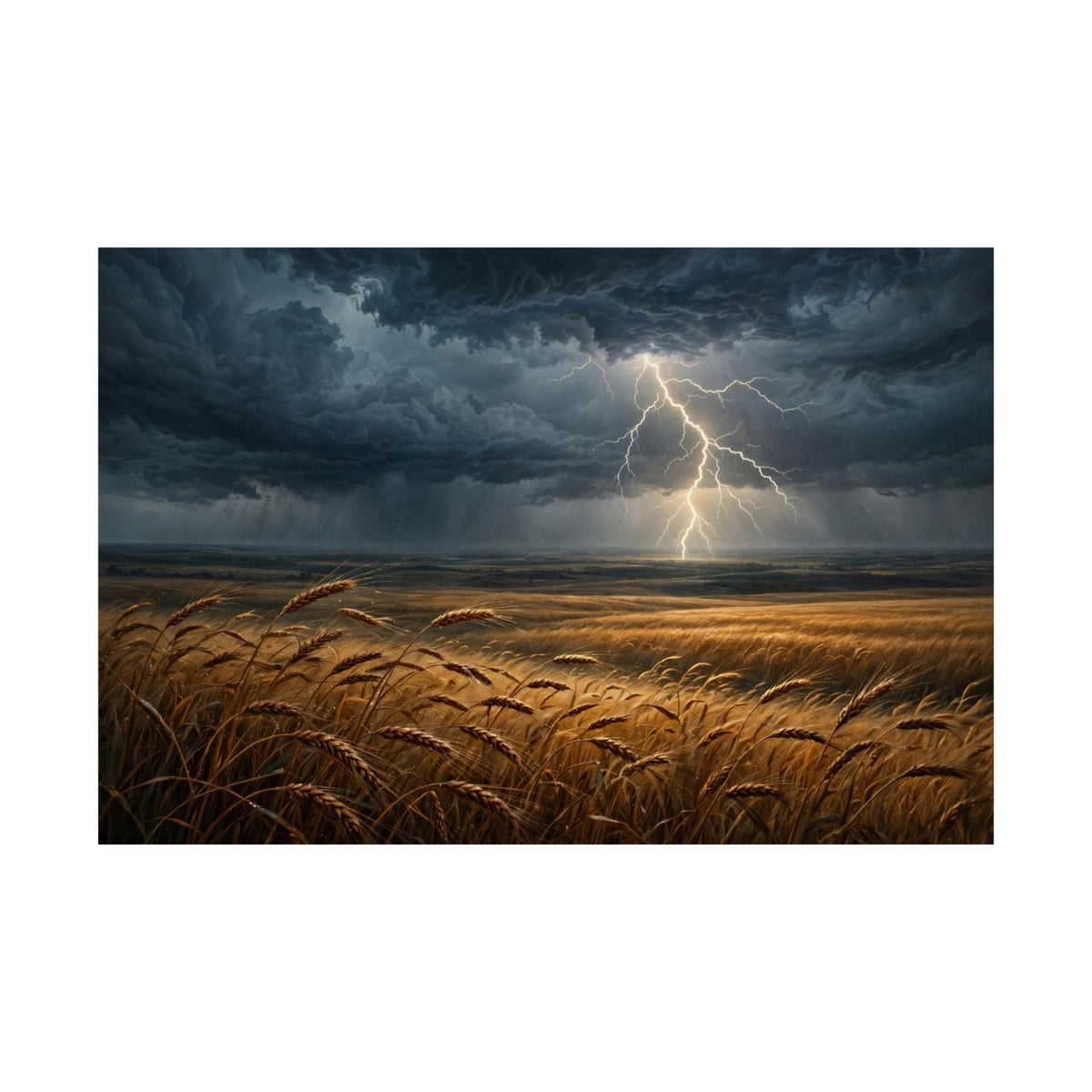 Storm Over the Plains Art Print — Thunderstorm Wheat Field Poster