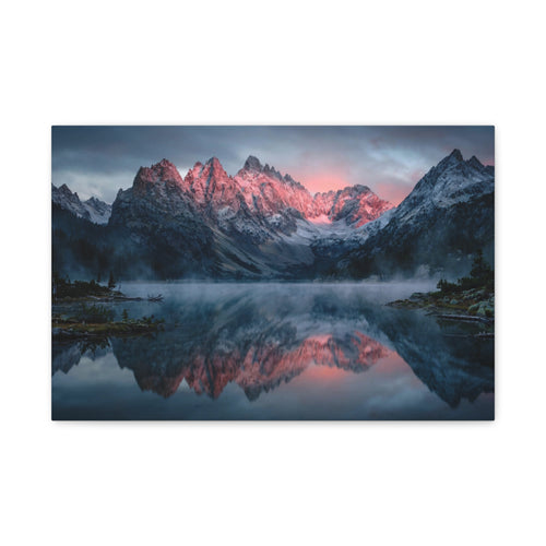 Alpine Dawn Canvas Print — Mountain Sunrise Lake Landscape Wall Art