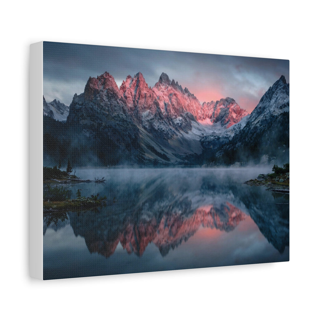 Alpine Dawn Canvas Print — Mountain Sunrise Lake Landscape Wall Art