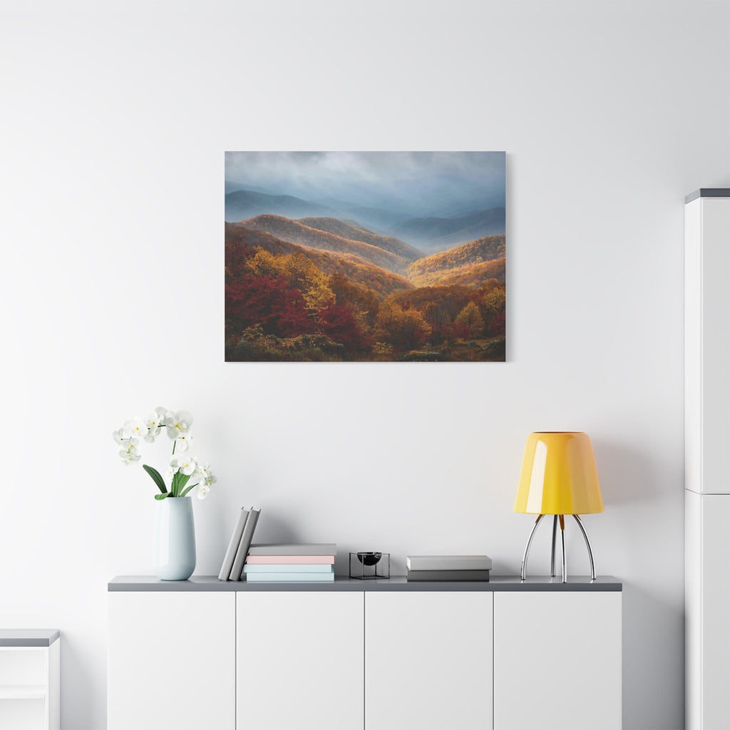 Autumn Ridge Canvas Print — Fall Foliage Mountain Landscape Wall Art