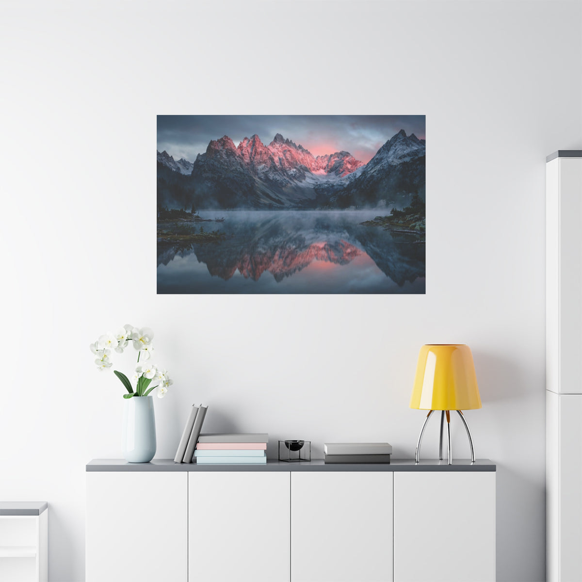 Alpine Dawn Canvas Print — Mountain Sunrise Lake Landscape Wall Art
