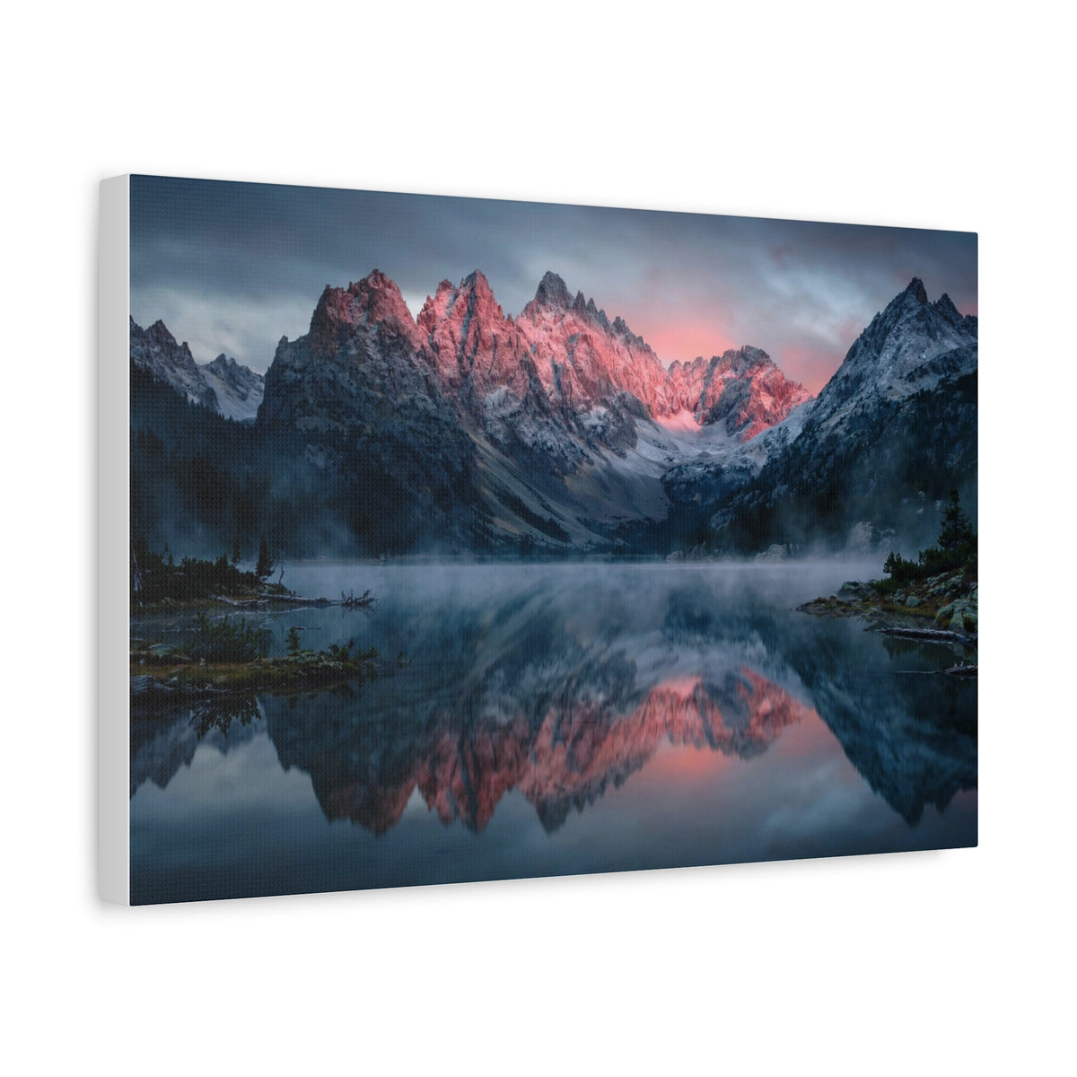 Alpine Dawn Canvas Print — Mountain Sunrise Lake Landscape Wall Art