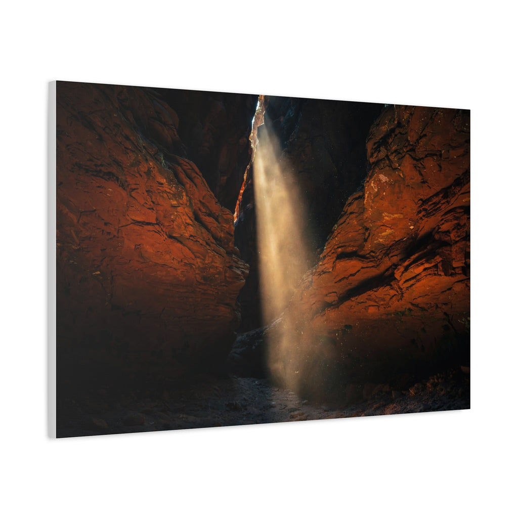 Slot Canyon Light Canvas Print — Red Rock Canyon Sunbeam Wall Art