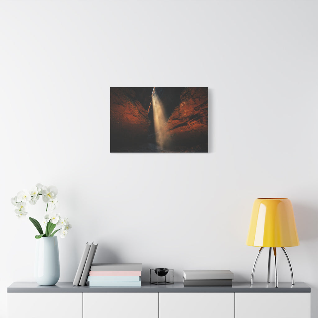 Slot Canyon Light Canvas Print — Red Rock Canyon Sunbeam Wall Art
