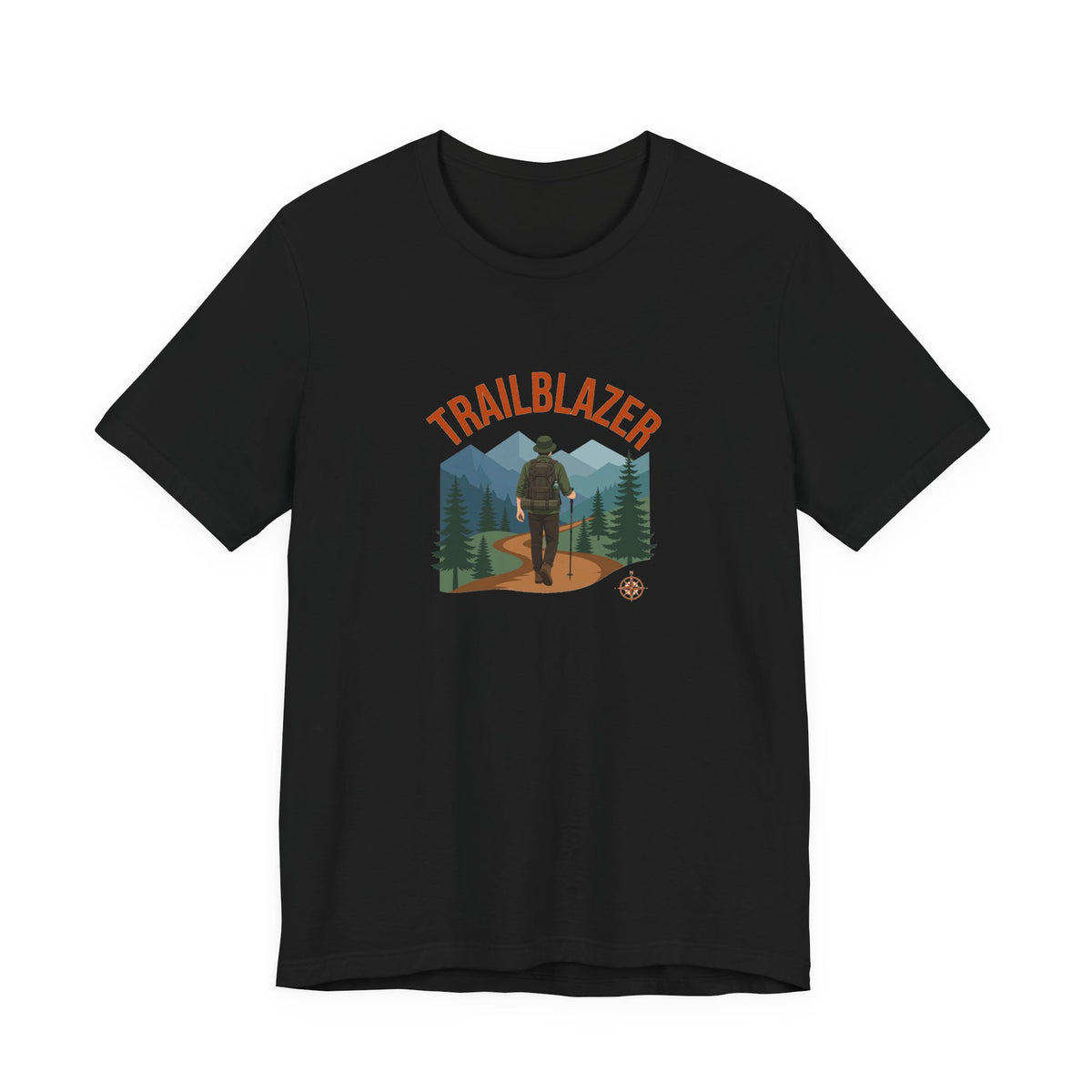 Retro mountain trail badge graphic on a Wander Wild Co vintage classic tee