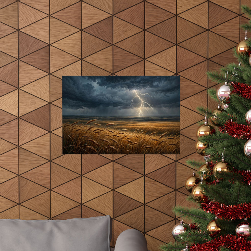 Storm Over the Plains Art Print — Thunderstorm Wheat Field Poster