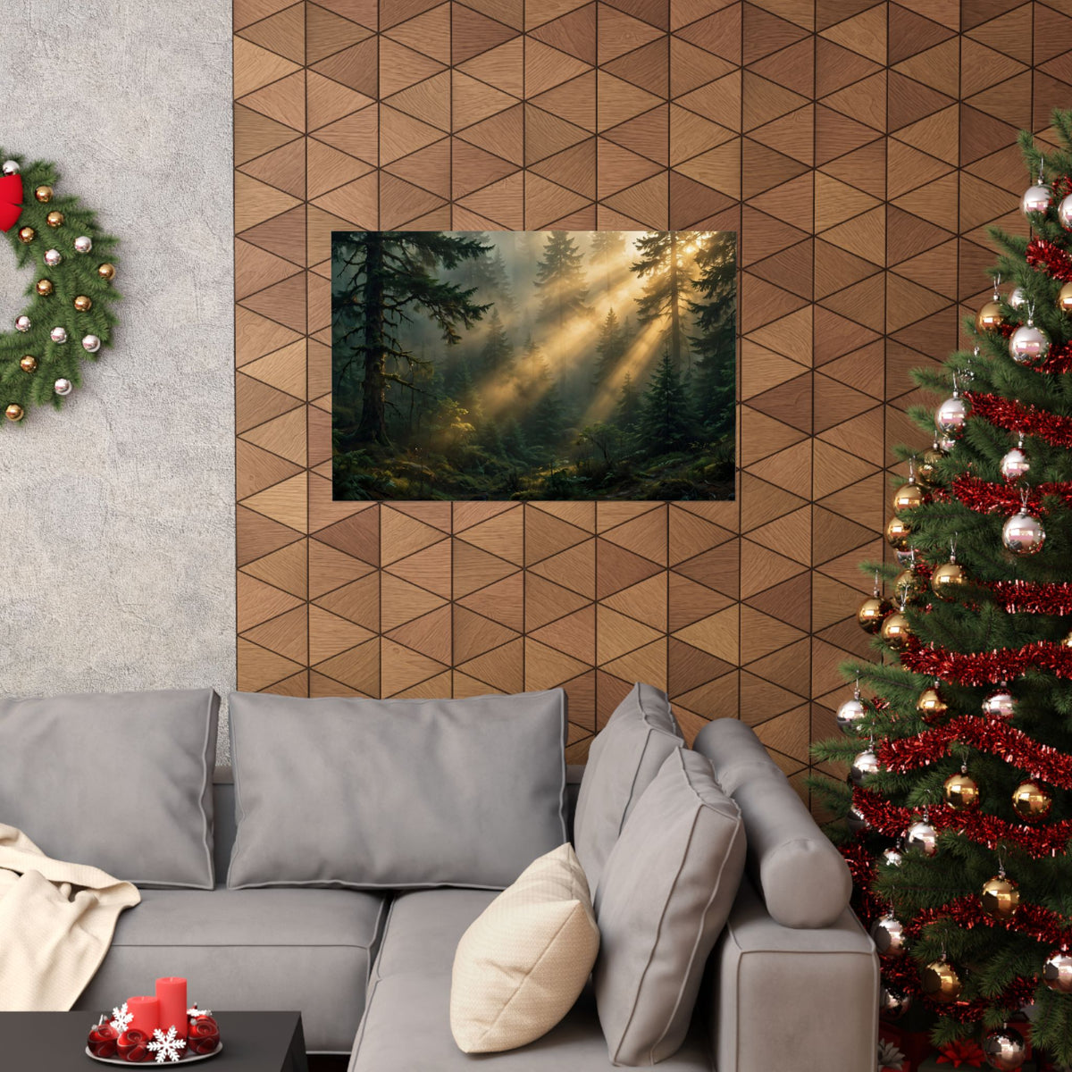 Sunbeams Through Pines Art Print — Forest Light Rays Poster