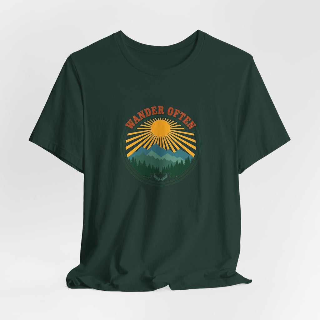 Retro wanderlust badge graphic on a Wander Wild Co vintage classic tee