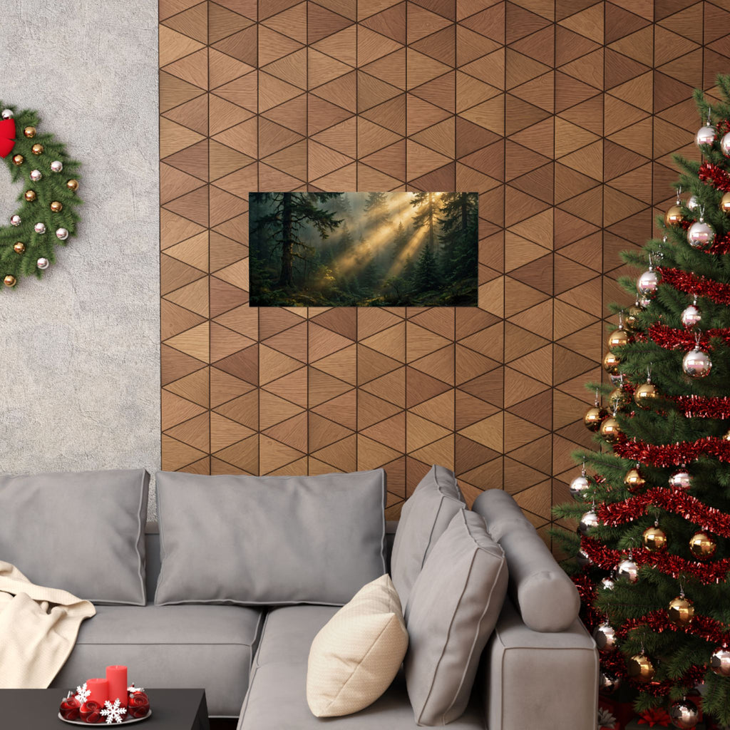 Sunbeams Through Pines Art Print — Forest Light Rays Poster