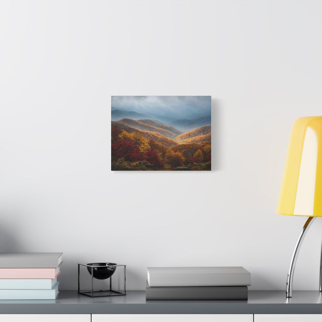 Autumn Ridge Canvas Print — Fall Foliage Mountain Landscape Wall Art