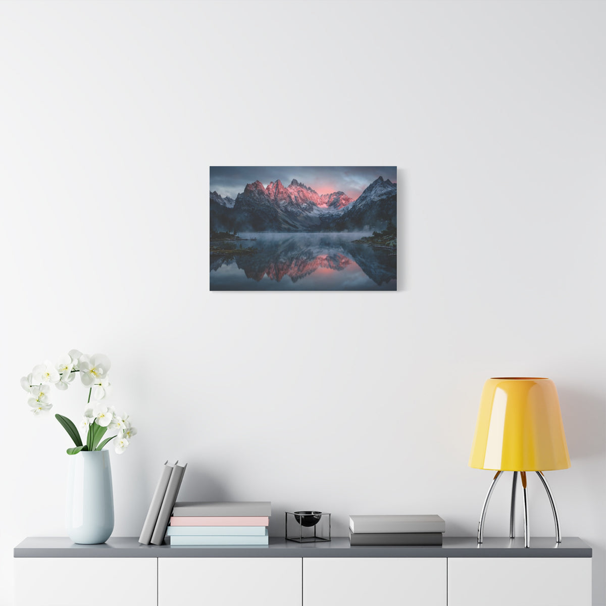 Alpine Dawn Canvas Print — Mountain Sunrise Lake Landscape Wall Art