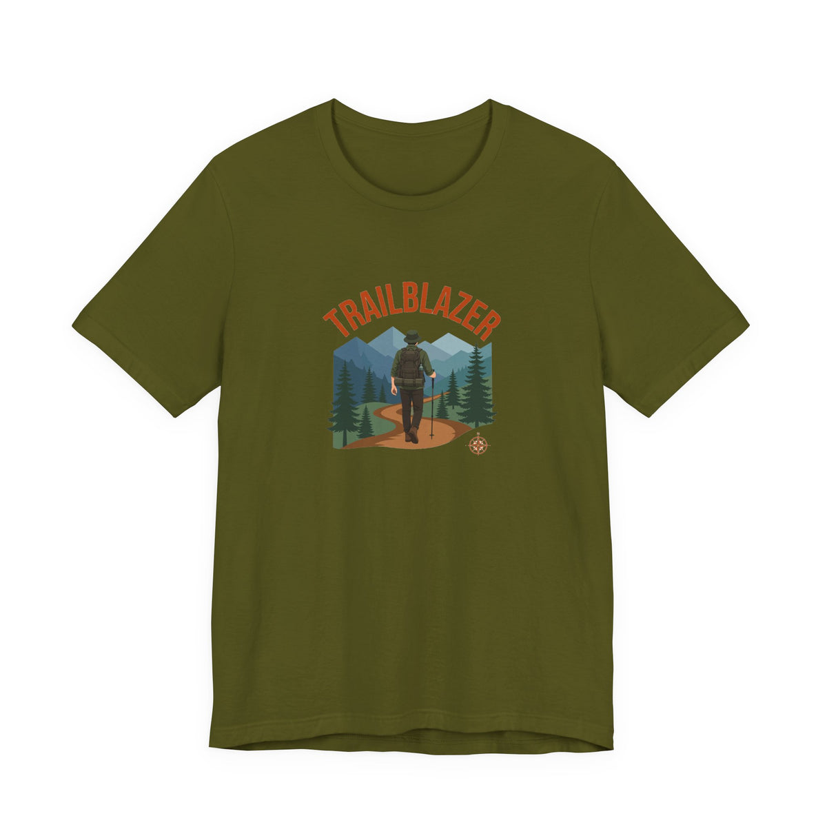 Retro mountain trail badge graphic on a Wander Wild Co vintage classic tee
