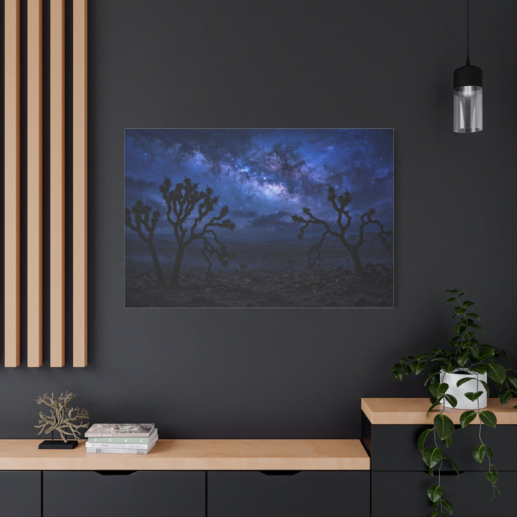 Desert Night Canvas Print — Joshua Tree Milky Way Wall Art