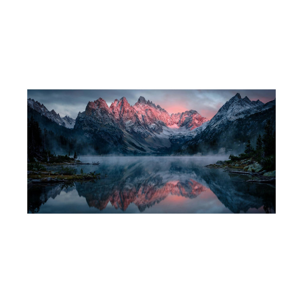 Alpine Dawn Art Print — Alpenglow Mountain Lake Poster