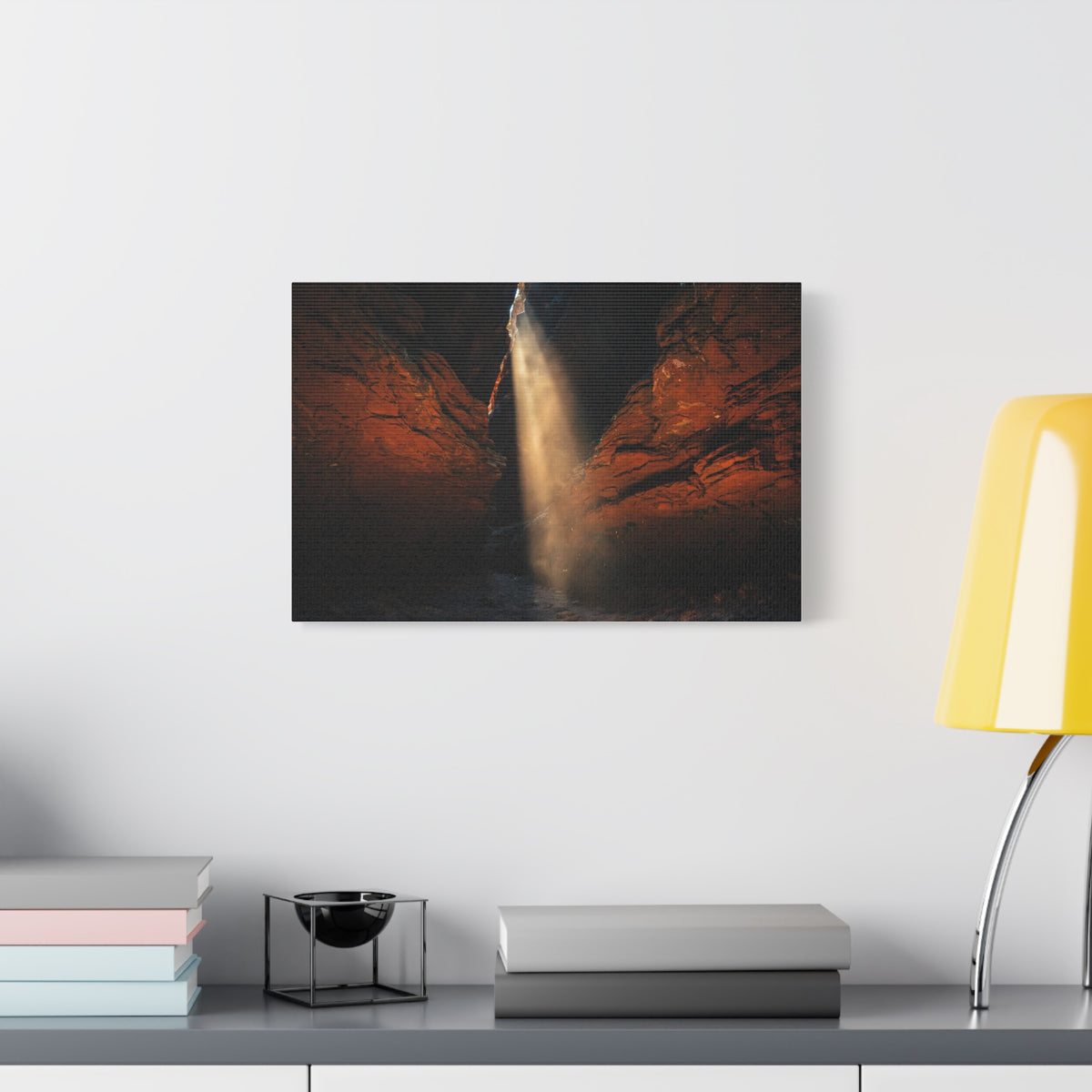 Slot Canyon Light Canvas Print — Red Rock Canyon Sunbeam Wall Art