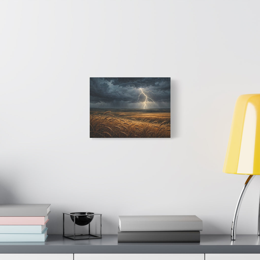 Storm Over the Plains Canvas Print — Lightning Storm Landscape Wall Art