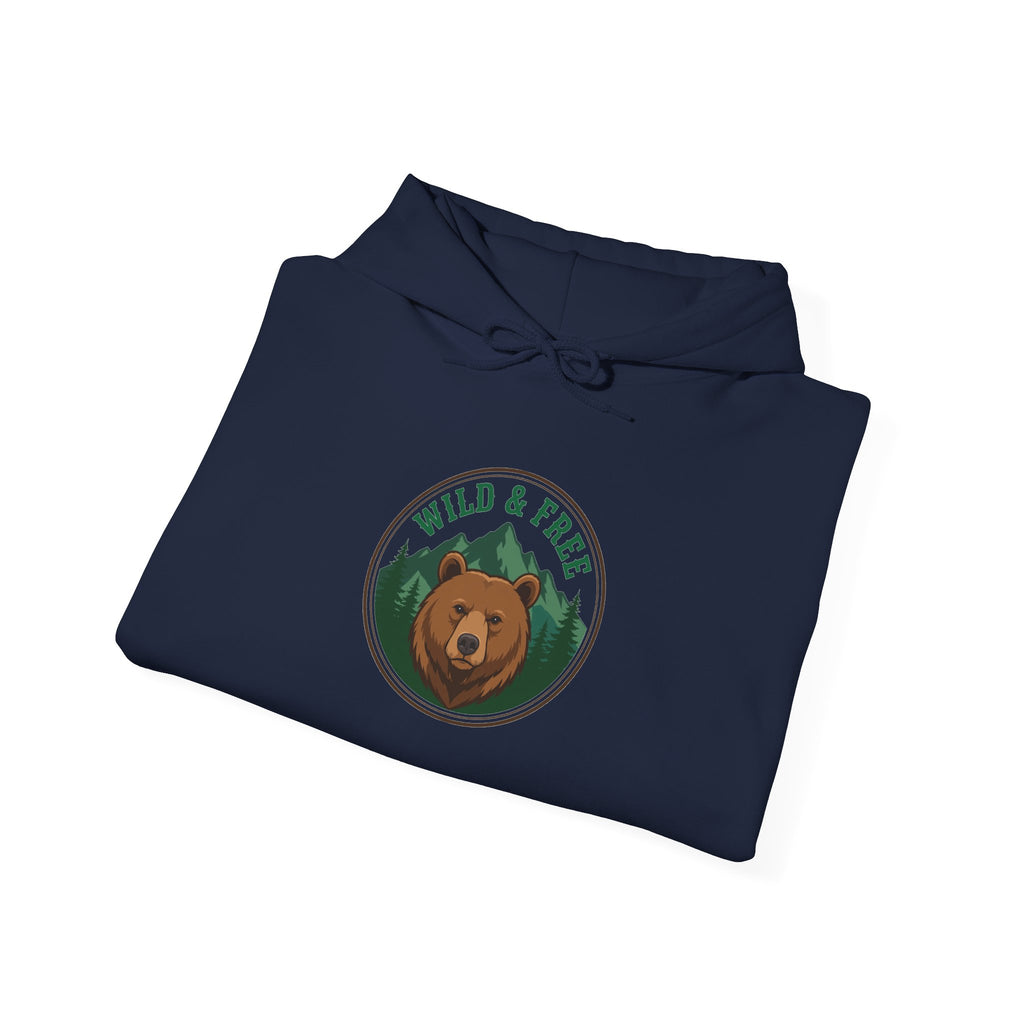 Vintage wild and free wilderness graphic on a Wander Wild Co pullover hoodie