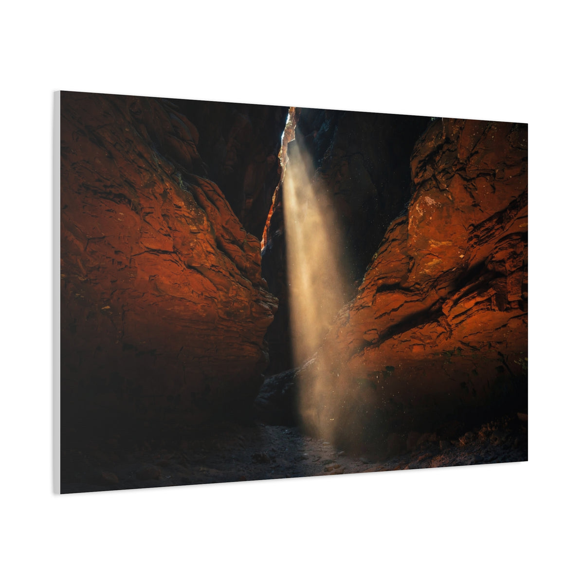 Slot Canyon Light Canvas Print — Red Rock Canyon Sunbeam Wall Art