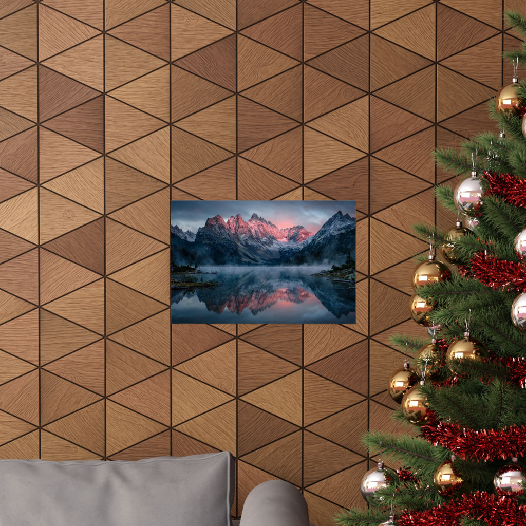 Alpine Dawn Art Print — Alpenglow Mountain Lake Poster