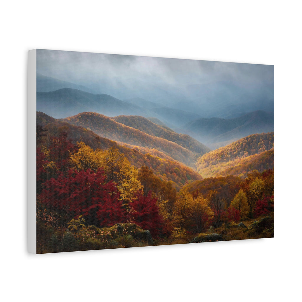Autumn Ridge Canvas Print — Fall Foliage Mountain Landscape Wall Art