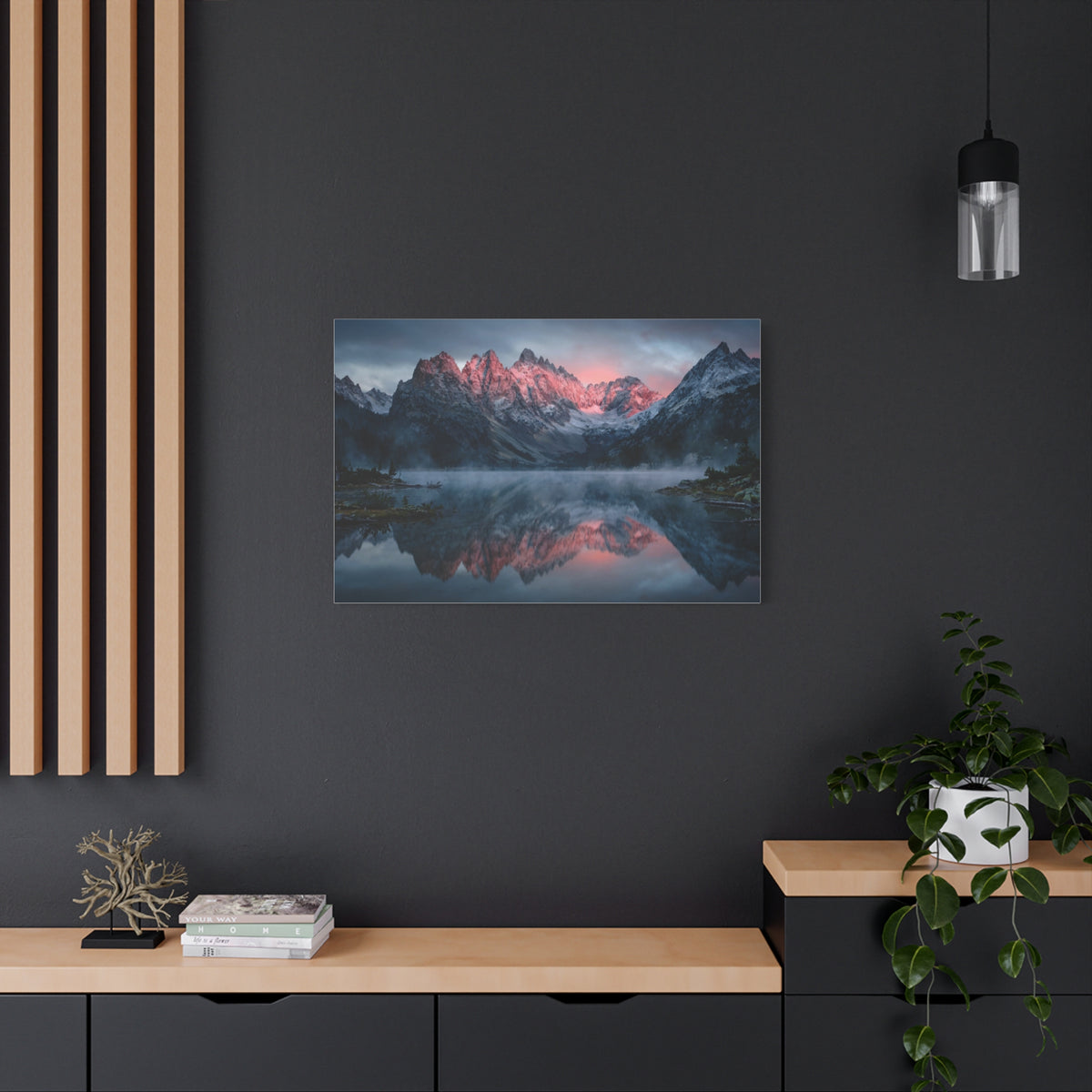 Alpine Dawn Canvas Print — Mountain Sunrise Lake Landscape Wall Art