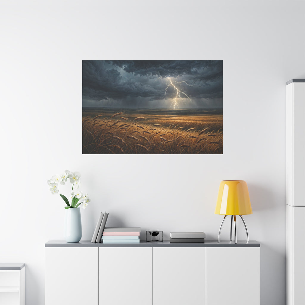 Storm Over the Plains Canvas Print — Lightning Storm Landscape Wall Art