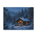 Cabin in the Pines Canvas Print — Snowy Cabin Winter Landscape Wall Art