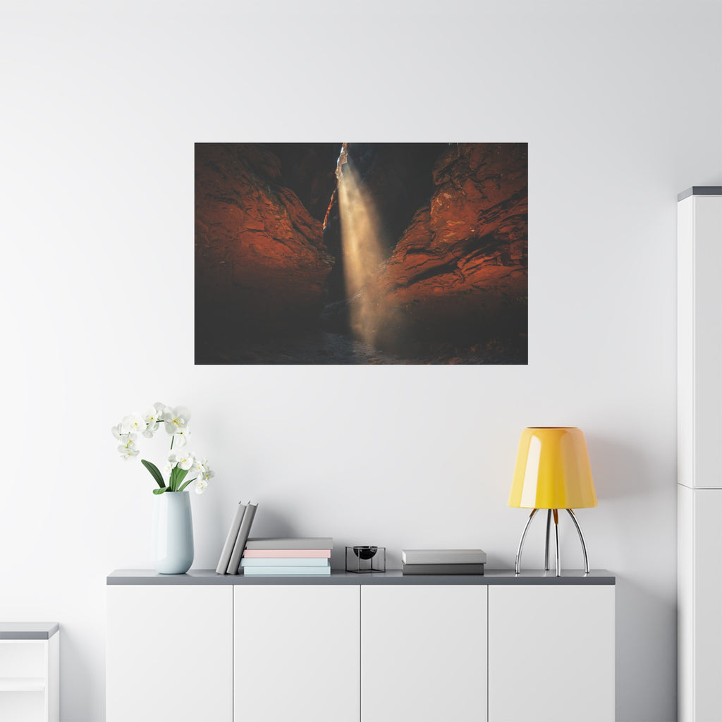 Slot Canyon Light Canvas Print — Red Rock Canyon Sunbeam Wall Art