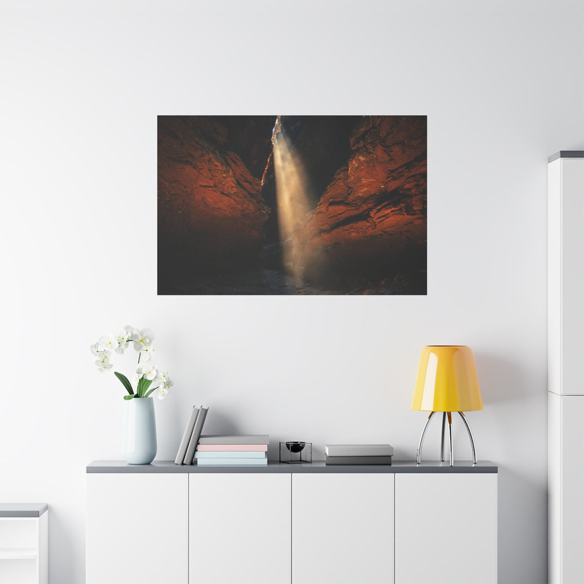 Slot Canyon Light Canvas Print — Red Rock Canyon Sunbeam Wall Art